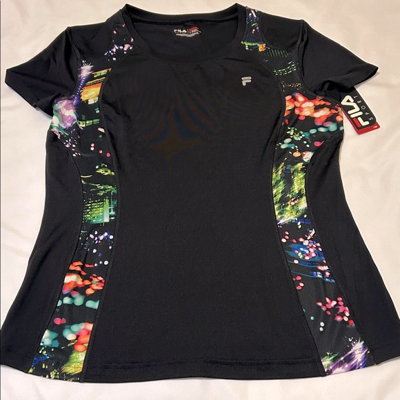Fila Tops - Fila Women's Black Tee with Colorful Accents